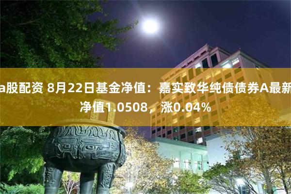 a股配资 8月22日基金净值：嘉实致华纯债债券A最新净值1.0508，涨0.04%