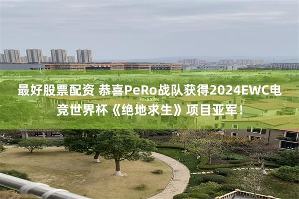 最好股票配资 恭喜PeRo战队获得2024EWC电竞世界杯《绝地求生》项目亚军！